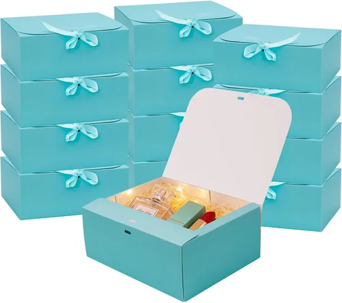 Miniatura 10 de Paquete de 12 cajas de regalo blancas con tapas a granel, caja de propuesta de dama de honor con cinta, cajas de regalo para bodas, Navidad, día