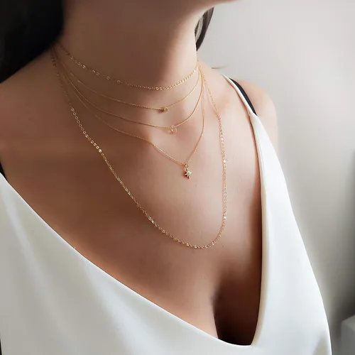 Miniatura 7 de Annika Bella Collar de cuentas pequeñas, collar de 14 pulgadas, gargantilla de cadena ajustable, gargantilla con dije de lunares, joyería de plata