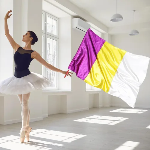 Miniatura 6 de Banderas de adoración de 40 x 27 pulgadas para danza, bandera de baile de alabanza con varilla escalable para iglesias, iglesias de alabanza