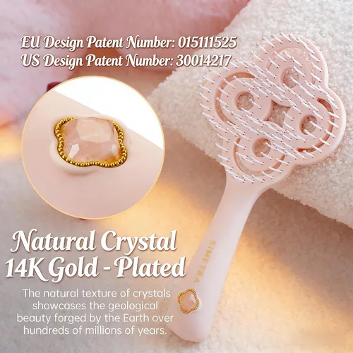 Miniatura 2 de SIMETRA Cepillo de pelo Lucky para mujeres y hombres, cepillo desenredante chapado en oro de 14 quilates, cepillo desenredante para todo