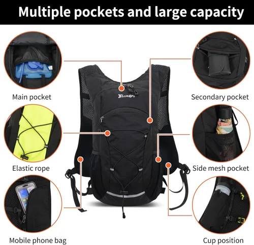 Miniatura 3 de DOJUNS Mochila de senderismo ligera Mochila de viaje 20L impermeable Mochila de senderismo Mochila de camping para hombres y mujeres (negro)