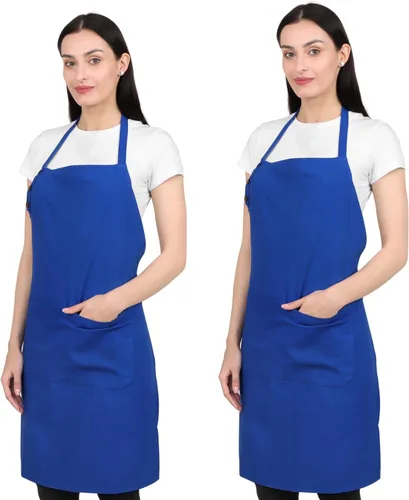 Miniatura 21 de Delantal de cocina de algodón resistente a las gotas de agua con delantales ajustables para mujer con bolsillos 8 opciones de color para cocinar