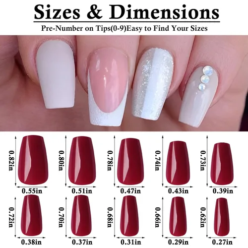 Miniatura 2 de 360 uñas postizas a presión de ataúd, uñas postizas cortas de bailarina, uñas postizas acrílicas de color de cobertura completa, puntas de uñas