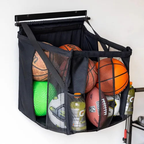 StoreYourBoard Soporte de pared de baloncesto, estante para pelotas deportivas, almacenamiento de pelotas de 20 x 18 x 22 pulgadas para 50 libras de