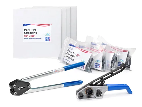 Miniatura 27 de IDL Packaging Kit de flejado industrial de polipropileno (PP) de 1/2 pulgada x 9000 pies, resistencia a la rotura de 300 libras - Solución completa