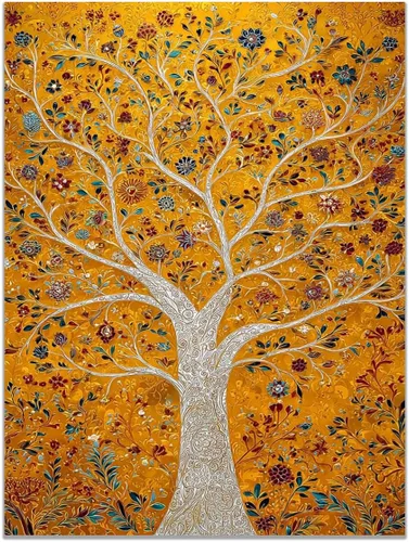 Miniatura 10 de VOCBAN Tree of Life Wall Art The Picture Artwork Canvas Prints Tree Pictures Poster Retro Artwork for Bedroom Living Room Home Decoration(blue blue