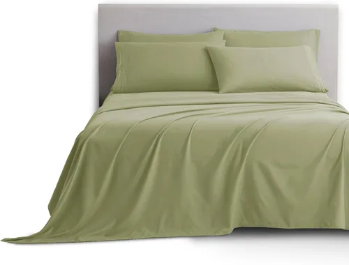 Miniatura 43 de Clara Clark - Juego de sábanas King con Flex Top, 6 piezas - Sábanas de lujo para cama King con cabeza dividida, juego de cama súper suave, King