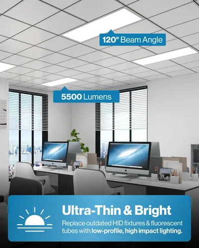Miniatura 8 de Sunco - Paquete de 12 lámparas LED de panel plano de 2 x 4, 6500 LM, características seleccionables, 30 W/40 W/50 W, 4000 K/5000 K/6000 K, regulable