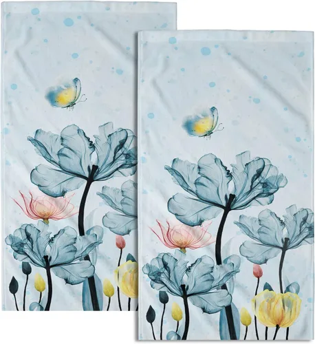 Miniatura 60 de Giwawa Juego de 2 toallas de mano con diseño floral de cerezo, suaves y absorbentes, para baño, cocina, hotel, spa, decoración Flor de cerezo rosa
