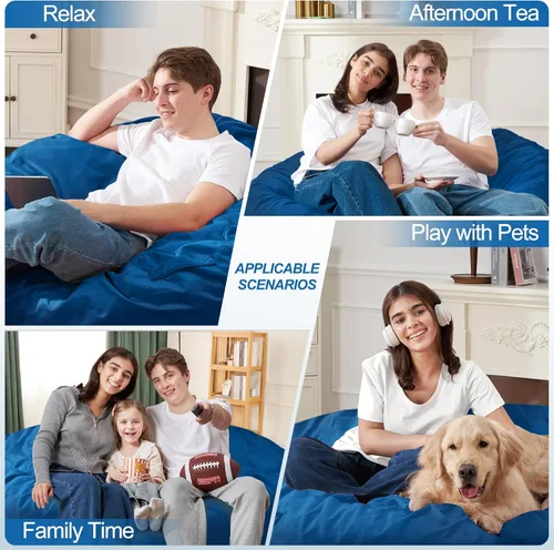 Miniatura 5 de Homguava Silla Puf de 5 Pies Puf Gigante con Relleno de Espuma Viscoelástica, Cómodas Sillas Puf para Adultos, Silla Puf para Adultos con Funda