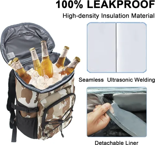 Miniatura 3 de WOLT Mochila enfriadora, 24 latas aisladas, a prueba de fugas, ligera y suave, enfriador de camping, enfriador de playa de gran capacidad, mochila