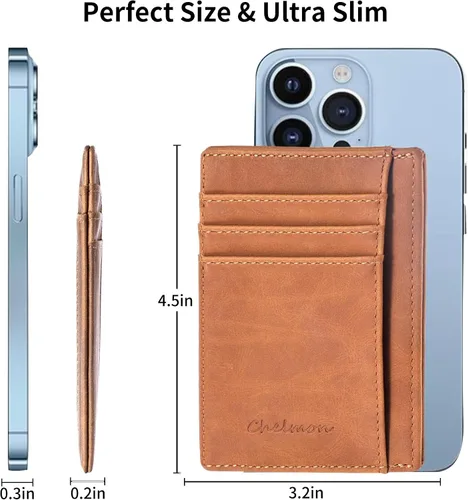 Miniatura 52 de Cartera Chelmon Slim RFID - Cartera de bolsillo frontal minimalista para tarjetas de crédito delgadas