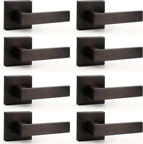 Miniatura 113 de Probrico Paquete de 4 manijas de puerta simuladas en negro mate, manijas interiores que no giran, manijas reversibles resistentes para interiores