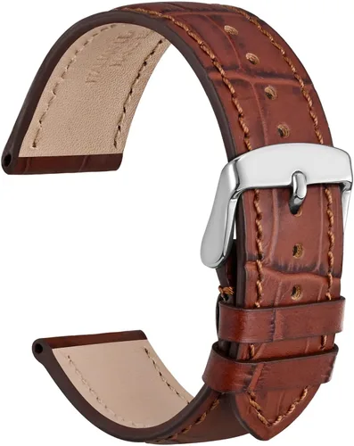 Miniatura 41 de WOCCI - Correas para reloj de cuero italiano, grano de cocodrilo en relieve, elige color y ancho 14 mm 18 mm 19 mm 20 mm 21 mm 22 mm, Negro
