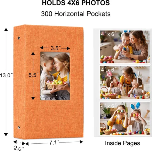Miniatura 58 de Vienrose - Álbum de fotos de lino con 300 bolsillos de 4 x 6 pulgadas, cubierta de tela, para bodas, familias, aniversarios y bebés Morado