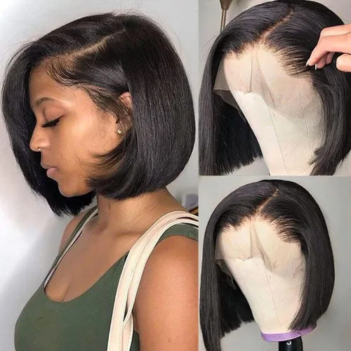 Miniatura 31 de UCUVIC Peluca Bob rizada de cabello humano 13x4, peluca de encaje frontal de alta definición, peluca frontal recta de 180% de densidad, para mujeres