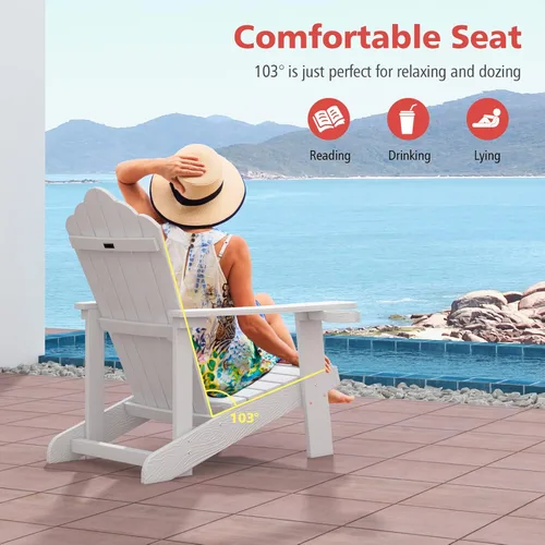 Miniatura 7 de Tangkula Silla Adirondack de gran tamaño, sillas de patio con soporte ajustable para tazas, sillones con caderas y listones, resistente a