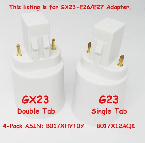 Miniatura 5 de Adaptador de enchufe de lámpara 2P GX23 a E26, convertidor de base de lámpara GX23 a E26/E27, adaptador de enchufes de bombilla de 2 pines, doble