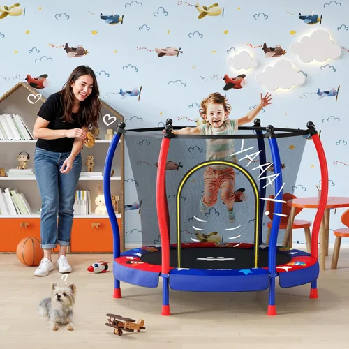 Miniatura 7 de Happin® - Cama elástica de 55 pulgadas para niños con cerca de seguridad, trampolín interior y exterior para niños pequeños, diseño ultra seguro
