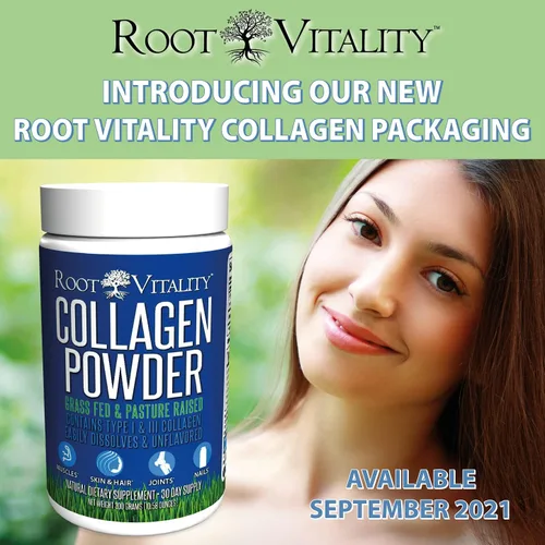 Miniatura 2 de Root Vitality Colágeno en polvo, péptidos de colágeno, alimentado con pasto, proteína de colágeno de alta calidad, criado en pastos, se disuelve