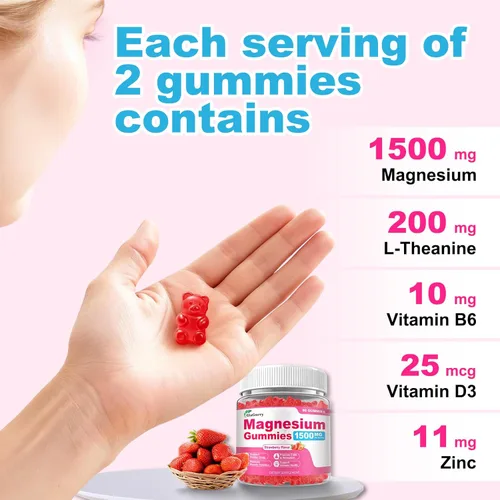 Miniatura 7 de Gomitas de magnesio de 180 unidades, suplemento de magnesio de alta absorción para adultos y niños, apoyan la calma y la salud muscular, sin azúcar