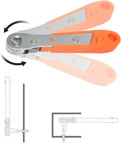 Miniatura 4 de Juego de 12 mini llaves de trinquete de 1/4 de pulgada de ángulo recto de acero de 36 dientes, mango reversible de 90 grados con juego de puntas