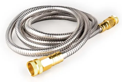 Miniatura 14 de Manguera líder de acero inoxidable: Extensión de manguera de jardín corta de 1 pie con acero 304 - Conector de metal flexible para grifo o carrete