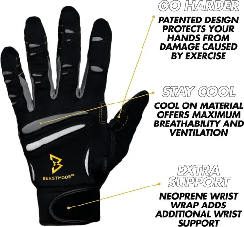 Miniatura 2 de El Guante de Marshawn Lynch oficial – Bionic guantes Beast Mode Full dedo guantes para levantamiento de fitness/W/Natural Tecnología de ajuste