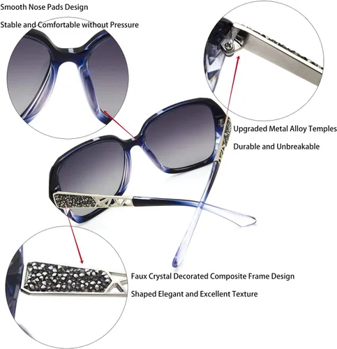 Miniatura 5 de LECKIRUT - Lentes de sol de gran tamaño para mujer, lentes de sol clásicos y a la moda con protección UV polarizada