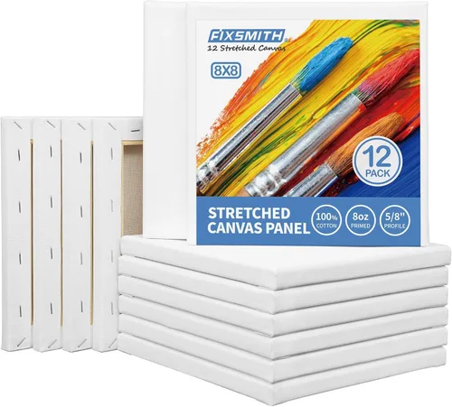 Miniatura 33 de FIXSMITH Lienzo blanco estirado de 12 x 16 pulgadas, paquete a granel de 8, imprimado, 100 % algodón, perfil de 5/8 pulgadas, paquete de gran valor