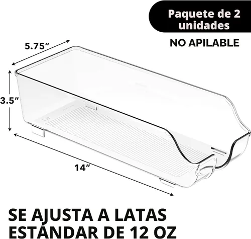 Miniatura 2 de Organizador y dispensador de latas de soda Simple Houseware para refrigerador / despensa, transparente, juego de 2