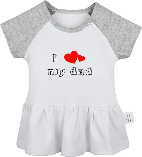 Miniatura 5 de Pack of 2, I Love My Dad & I Love My Mom Funny Print Dresses, Newborn Infant Baby Girls Princess Dress, Cute Ruffle