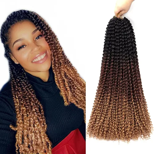 Dorsanee Mechones de pelo rizado, extensiones de cabello sintético rizado #1B/30/27