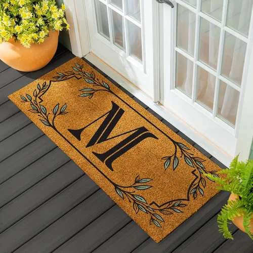Miniatura 13 de Evergreen Flag Alfombra de puerta de fibra de coco monograma Letra B Alfombra para puerta delantera para interiores y exteriores 71x41 cm
