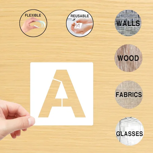 Miniatura 3 de 36 plantillas de letras de plástico reutilizables de 2.5 pulgadas, plantillas pequeñas del alfabeto y números para pintar sobre madera, pared, tela