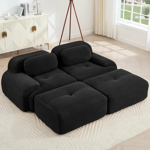 Miniatura 23 de Juego de sofás seccionales sin hueso de 117 pulgadas para sala de estar, modular en forma de L y sofá de 3 plazas con asiento profundo, almohadas
