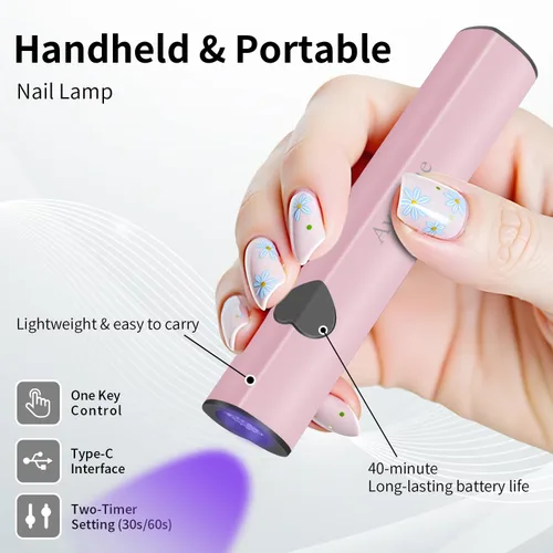 Miniatura 4 de Luz UV de mano para uñas de gel, lámpara LED UV inalámbrica para curar esmalte de gel, secador de uñas USB recargable 8 veces más rápido para secado