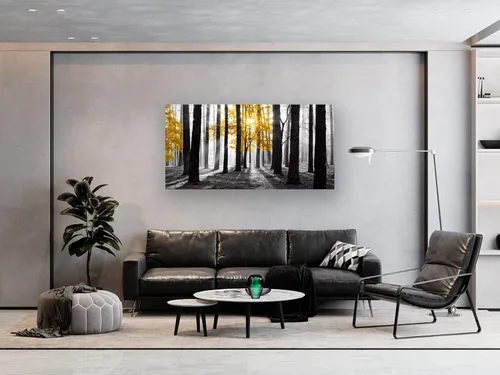 Miniatura 3 de Cao Gen Decor Art S06350 Arte de Pared Pintura en Lienzo Árbol Amarillo en Blanco y Negro Sunshine Bosque Brumoso Imagen Póster Impresión Enmarcado