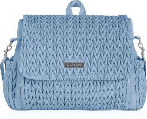 Miniatura 8 de Hannah & Sophia Belle - Mochila y bolsa convertible para pañales para bebé en color negro, tamaño grande, tapete cambiador resistente al agua