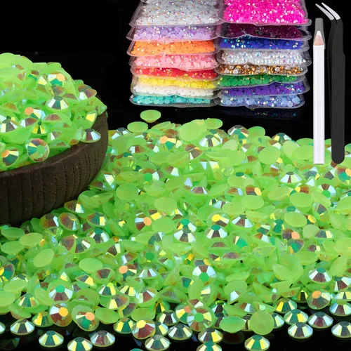 Miniatura 44 de 15000 diamantes de imitación de resina de 0.079 pulgadas a granel, diamantes de imitación de gelatina redondos negros con parte trasera plana, gemas