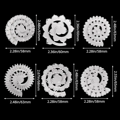 Miniatura 2 de Troqueles de corte de metal de flores 3D para hacer tarjetas, 6 plantillas de estampado de flores en espiral para álbumes de recortes, papel