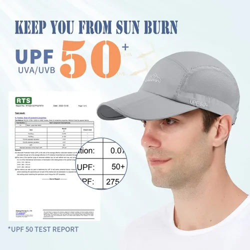 Miniatura 20 de ELLEWIN Gorra de béisbol unisex UPF 50 sin estructura, con pico grande y plegable