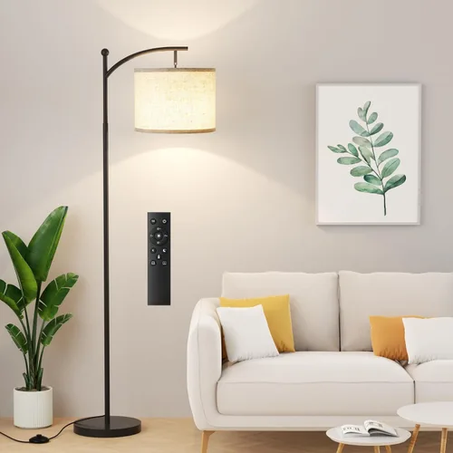 Ambimall Lámpara de pie de 60 pulgadas con control remoto y bombilla regulable continua, temperatura de colores y brillo ajustables, lámparas de pie