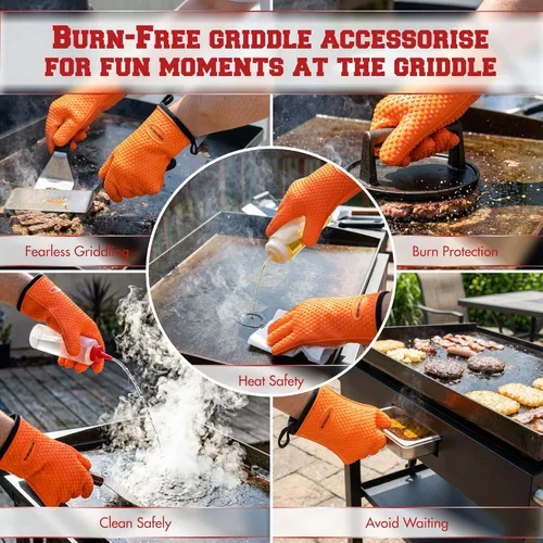 Miniatura 4 de KITCHEN PERFECTION Guantes de silicona para horno y plancha -Guantes de barbacoa y parrilla resistentes al calor extremo - Maneja comida caliente