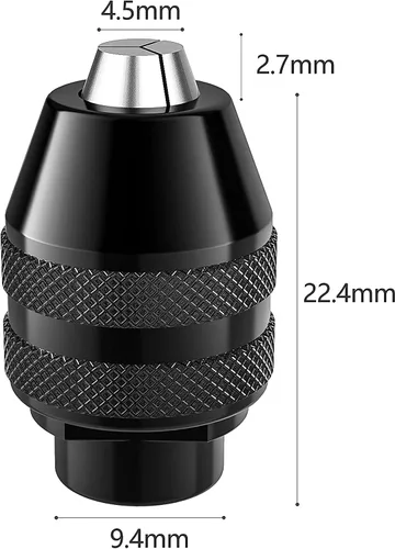 Miniatura 4 de Paquete de 2 mandriles sin llave, de 1/32" a 1/8" pulgadas de repuesto 4486 mandril de broca sin llave vástago herramienta giratoria kit adaptador