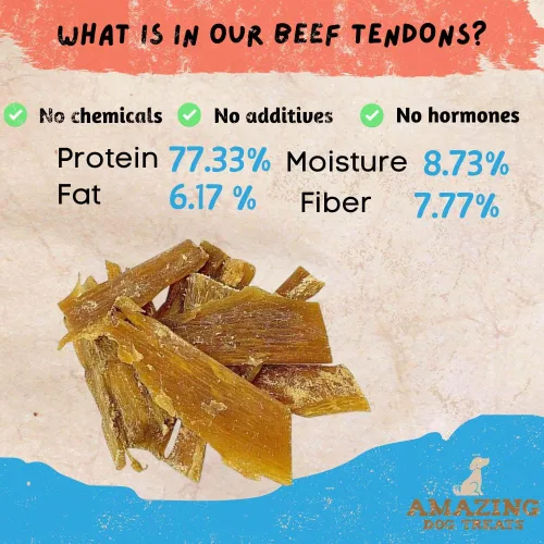 Miniatura 3 de Amazing Dog Treats Tendón de carne de res de 6 pulgadas para perros (5 piezas/paquete) - Correa trasera para masticar tendón - Sin ocultar