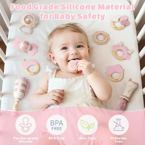 Miniatura 4 de Juguetes para bebés 0-6 meses, sonajeros para bebés, juguetes de dentición 3-6 meses, juguetes para bebés 6-12 meses, 10 piezas de sonajeros
