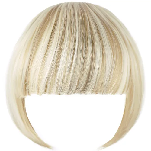 Miniatura 3 de Extensión de cabello rubio ceniza, clip de flequillo francés, grueso y natural, flequillo ordenado, flequillo recto con fleco con sienes, una pieza