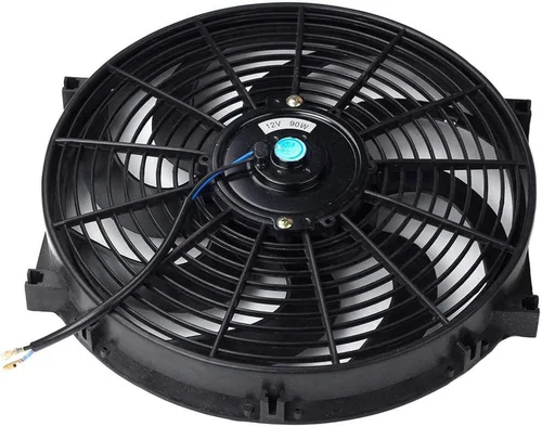 Miniatura 5 de BLACKHORSE-RACING Ventiladores de refrigeración de radiador eléctrico universal de 14 pulgadas + relé de termostato y kit de montaje (2 piezas)