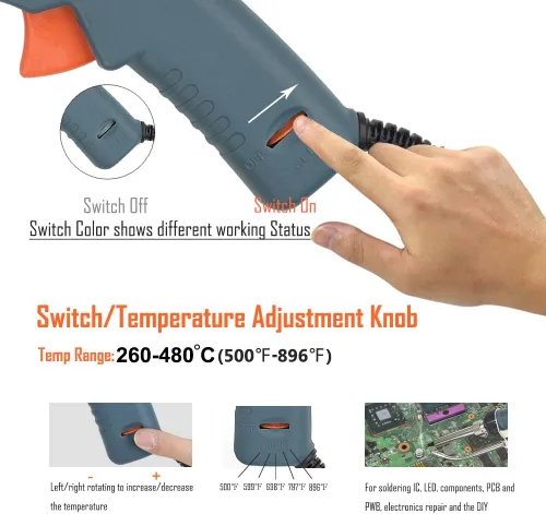 Miniatura 4 de Pistola de soldadura 6 en 1, 60 W, 110 V, temperatura ajustable, pistola de soldadura automática de mano con alambre de soldadura, pinzas